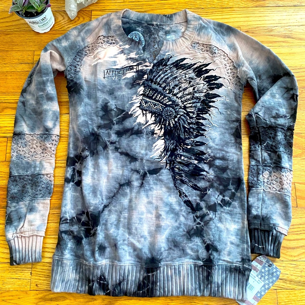 Affliction Headress Pain long sleeve shirt size S  NWT